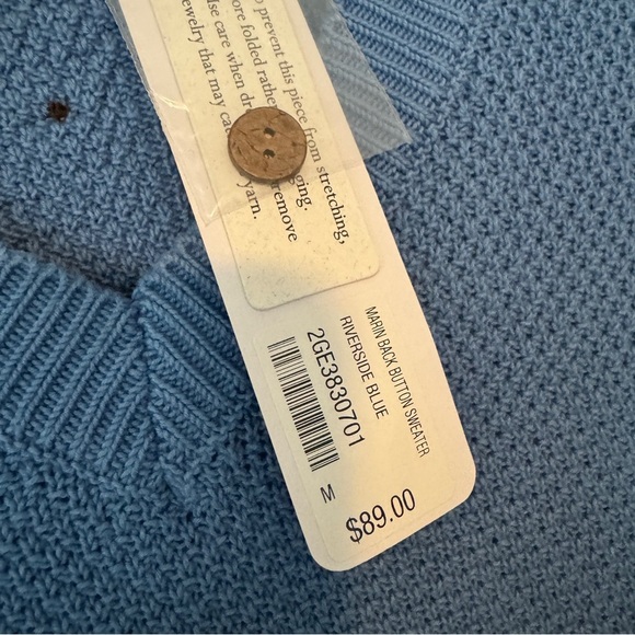 Soft Surroundings NWT Blue Sweater M Medium Marin Back Button Sweater - Picture 9 of 10
